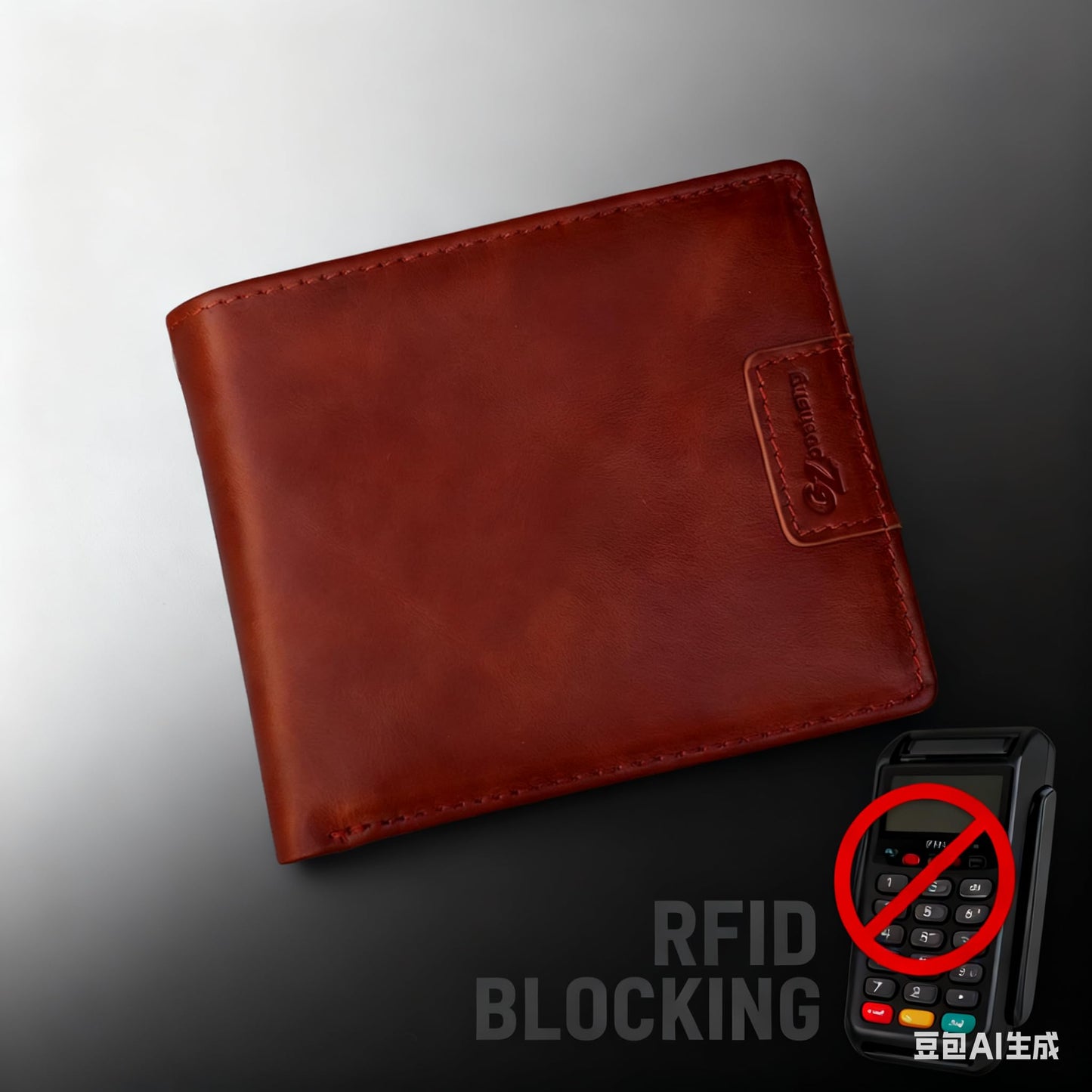 GZBOSHENG Mens Genuine Leather Bifold RFID Blocking Wallet for Men with 2 ID Window 9 Card Holders 2 cash pockets,Includes Gift Box for Father (Black)