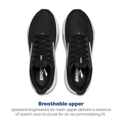 Brooks Men’s Ghost 17 Neutral Running Shoe - Black/Grey/White - 8 Medium