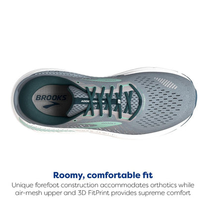 Brooks Women's Addiction GTS 15 Supportive Running Shoe - Grey/Navy/Aqua - 8 Medium