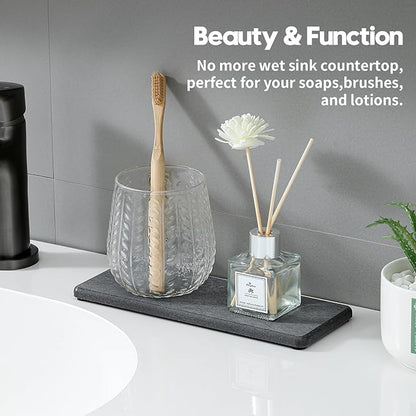 2PCS Bathroom Trays, Water Absorbing Diatomite Stone Quick Drying Mat