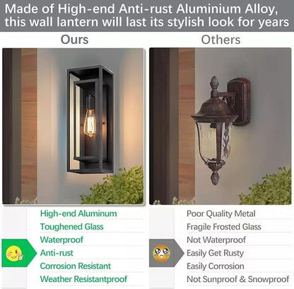 12 Pack 18 inches Outdoor Wall Lantern Light Fixture, Large Black Exterior Waterproof Wall Sconce, Anti-Rust Mount Porch Light with Clear Glass,E26 Socket