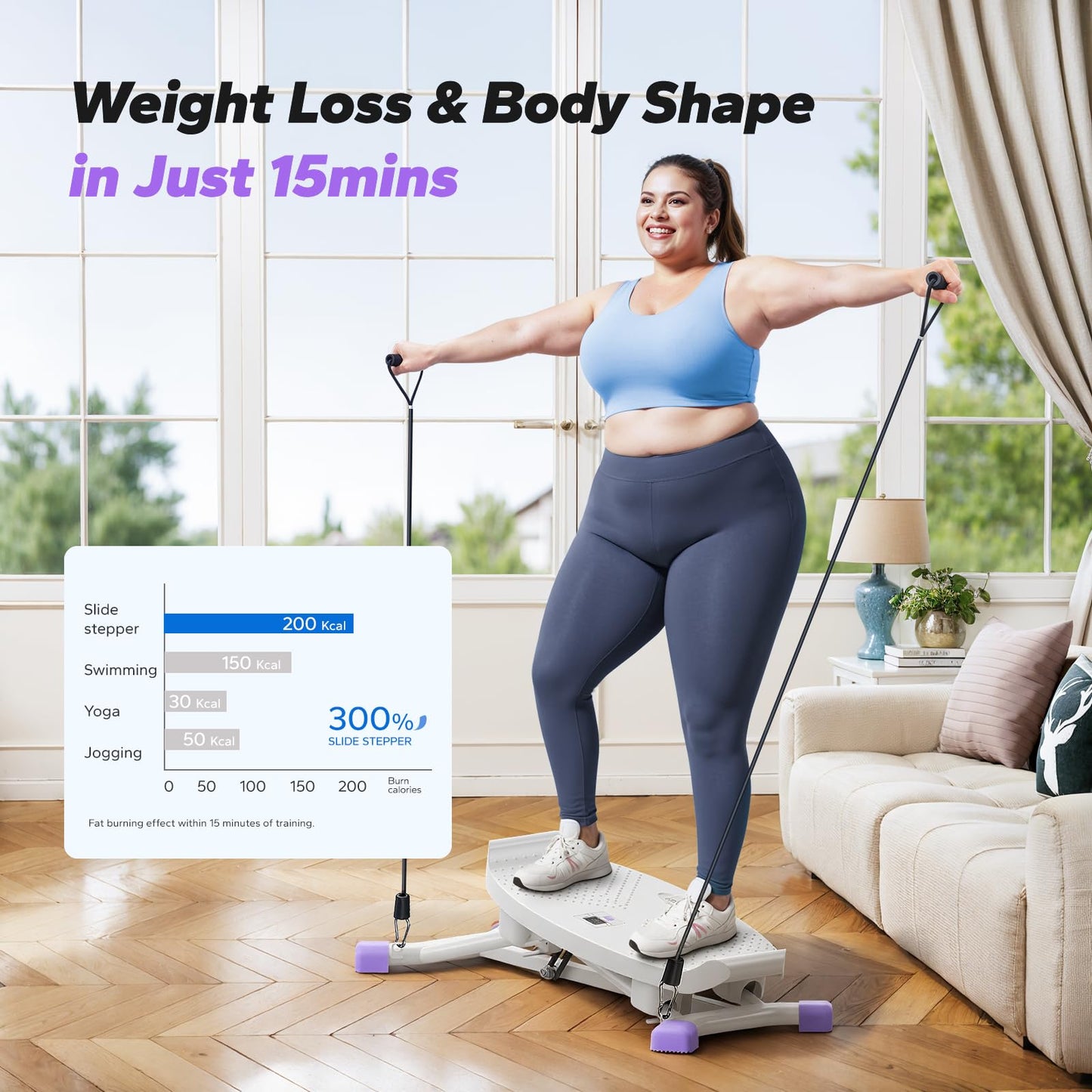 MERACH Balance Board for Adults, Rocking Stepper with Resistance Bands, Portable Wobble Board Featuring LCD Monitor, 300 lbs Capacity Ski Balance Trainer for Full Body Workout at Home Gym（Purple）