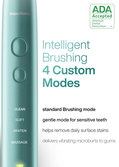 Aquasonic Vibe Series Ultra-Whitening Toothbrush – ADA Accepted Electric Toothbrush - 8 Brush Heads & Travel Case – 40,000 VPM Motor & Wireless Charging - 4 Modes w Smart Timer – Satin Rose Gold