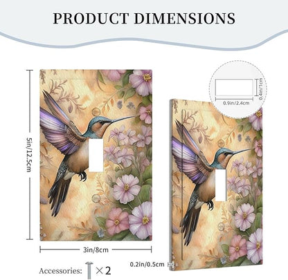 Decorative Art Light Switch Covers Blossom & Hummingbird Single Toggle Wall Plate Decorative Switchcover Electrical Switchplate for Home Decor