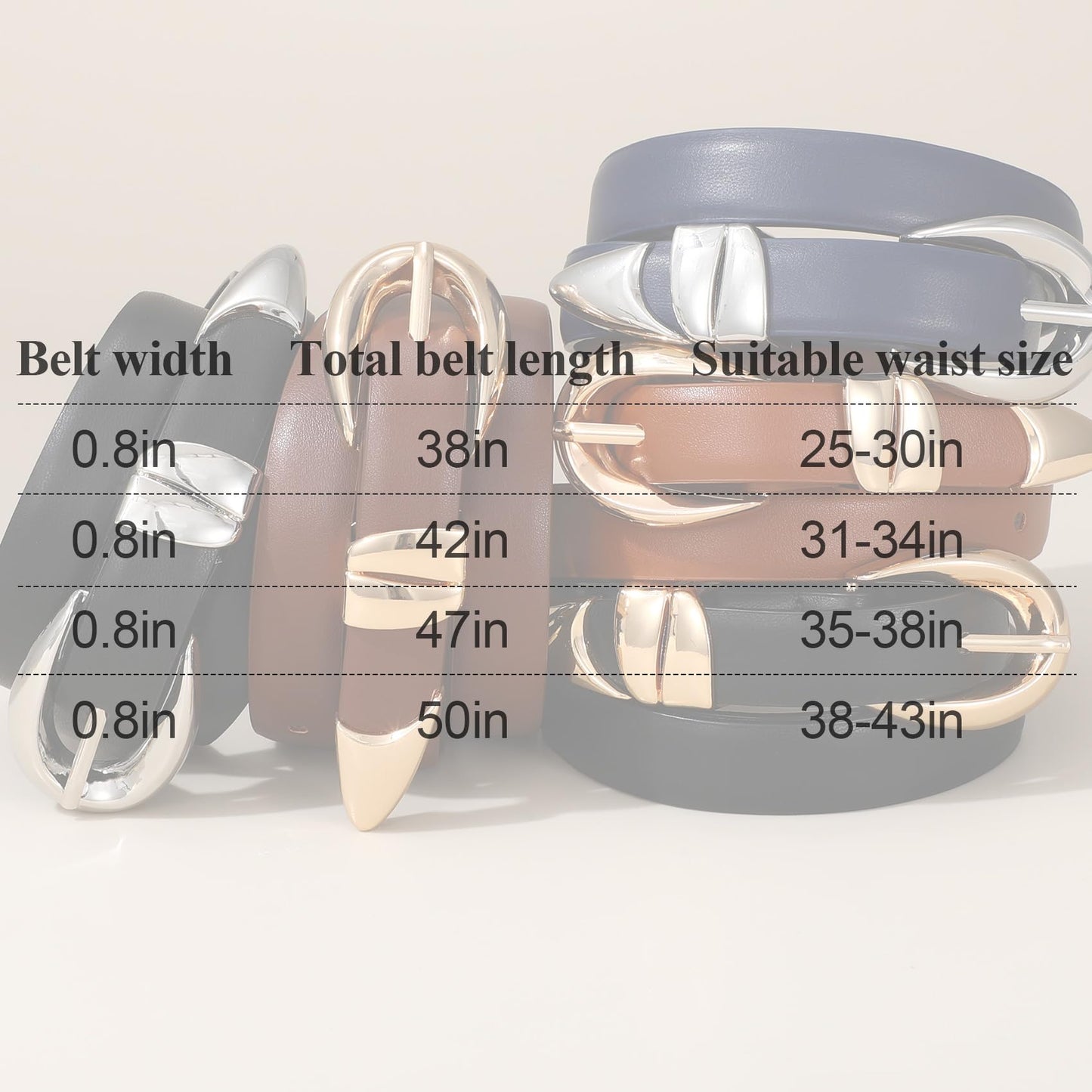 SANATHS Women Leather Belt for Jeans Pants Fashion Ladies Skinny Belt for Dresses Thin Belt with Silver Buckle,White,S