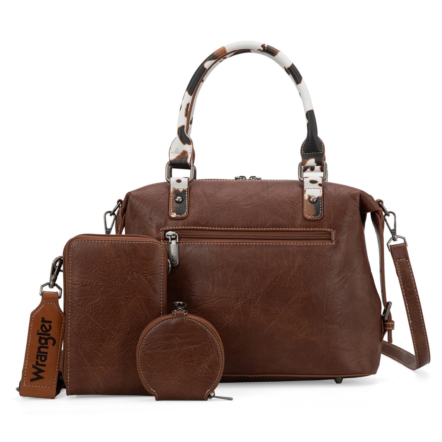 Wrangler 3Pcs Doctor Bag Set for Women Top Handle Purse Hobo Shoulder Satchel Handbags Crossbody Bag with Crazy Horse Grain Leather for Women WG48S-S51101COW