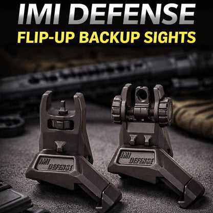 45 Degree Offset Flip Up Iron Sights – IMI Defense Low Profile Canted Flip Sights, Fast Target Transition, Dual Aperture, Secure Locking, Picatinny Compatible (Black)