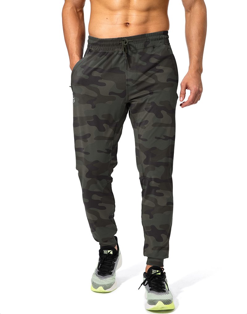 G Gradual Men's Sweatpants with Zipper Pockets Athletic Pants Traning Track Pants Joggers for Men Soccer, Running, Workout(Green Camo,XS)