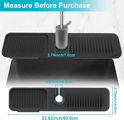 24 Inch Kitchen Sink Splash Guard，5°Slope Fast Draining Silicone Mat
