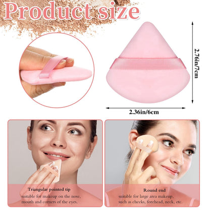 Pimoys 6 Pieces Powder Puff Face Makeup Sponge Soft Velour Triangle Powder Puffs Beauty Sponge Stocking Stuffers for Loose Powder (Black, Pink)