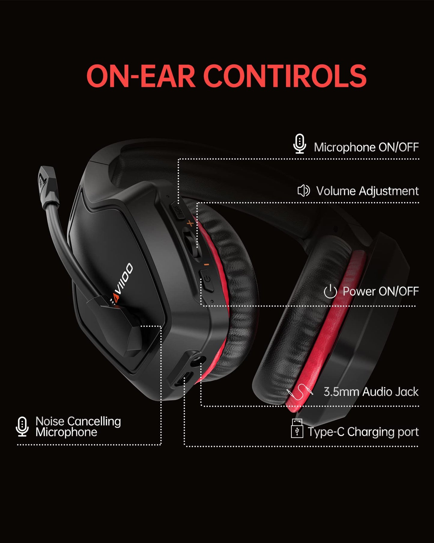 BEAVIIOO Wireless Gaming Headset PC, PS5, PS4-50-Hr Battery, Noise-Canceling Mic, Surround Sound, for Immersive Gaming, Virtual Meetings, All-Day Comfort, Gamers & Professionals (Update)