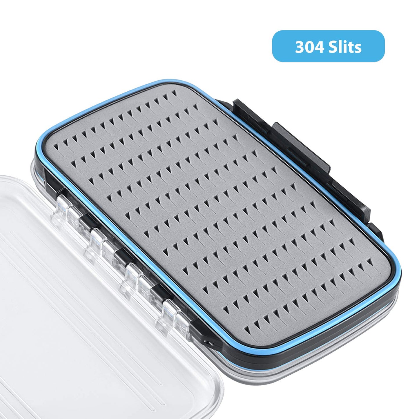 Gonex Fly Boxes for Fly Fishing Jig Boxes Two-Sided Waterproof Lightweight Fly Fishing Box Easy Grip Transparent Lid Fly Fishing Lures Box, 7.3"x 4.6"x 1.5", Grey