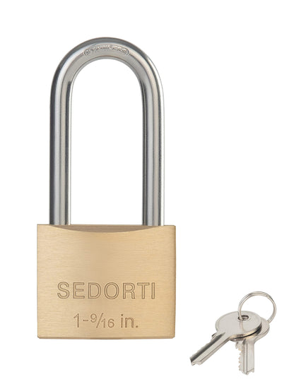 SEDORTI Outdoor Weatherproof Padlock with Stainless Steel Shackle and Solid Brass Body, Marine Grade Rustproof Long Lock for Sheds, Storage Unit School Gym Locker, Fence, Toolbox, Hasp Storage