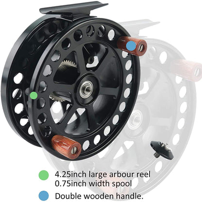 Maxcatch Center Pin Floating Fishing Reel Aluminum CNC Machined Centerpin Reel 4 1/2 INCH 110MM (Black)