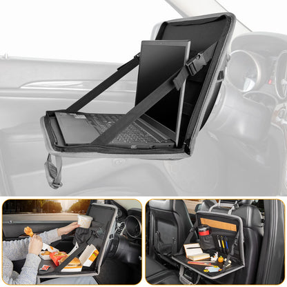 JOYTUTUS 3 in 1 Steering Wheel Eating Tray, Car Back Seat Laptop Desk, Multifunctional Office Bag, Car Work Table for Writing, Car Organizer for Kids, Commuters, Family
