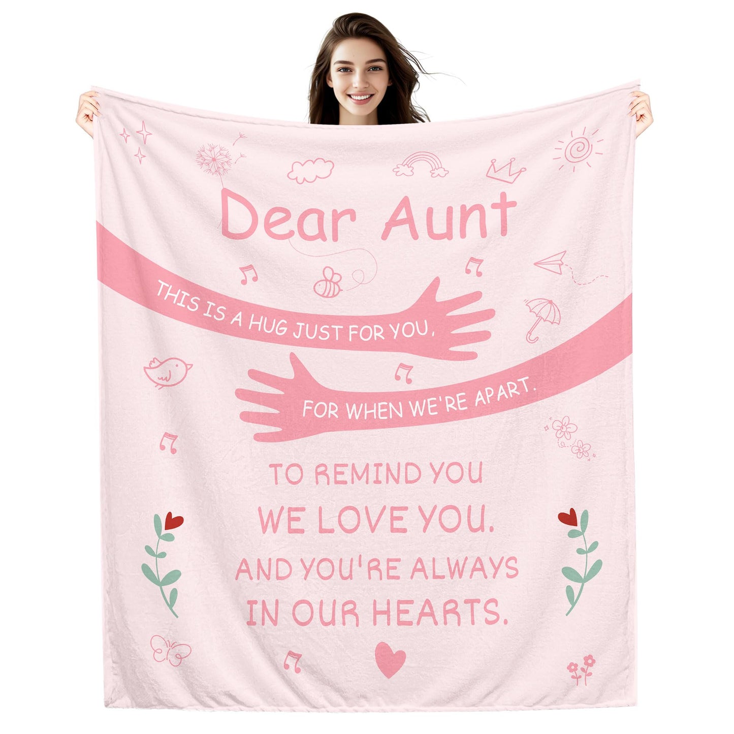AprOcean Dear Aunt This is a Hug just for You for When We're Apart to Remind You we Love You and You're Always in Our Hearts Aunt's Blanket Gift from Niece Nephew for Birthday Mother's Day Christmas