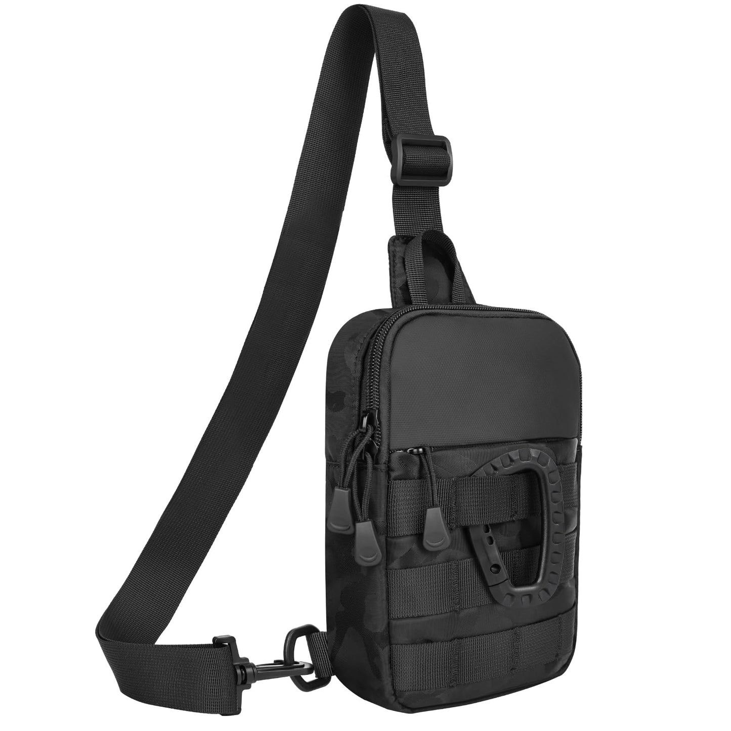 DEYACE Small Sling Bag for Men, Tactical Inspired Waterproof Utility EDC Mini Crossbody Chest Bag for Travel Work Sport (Black Camo)