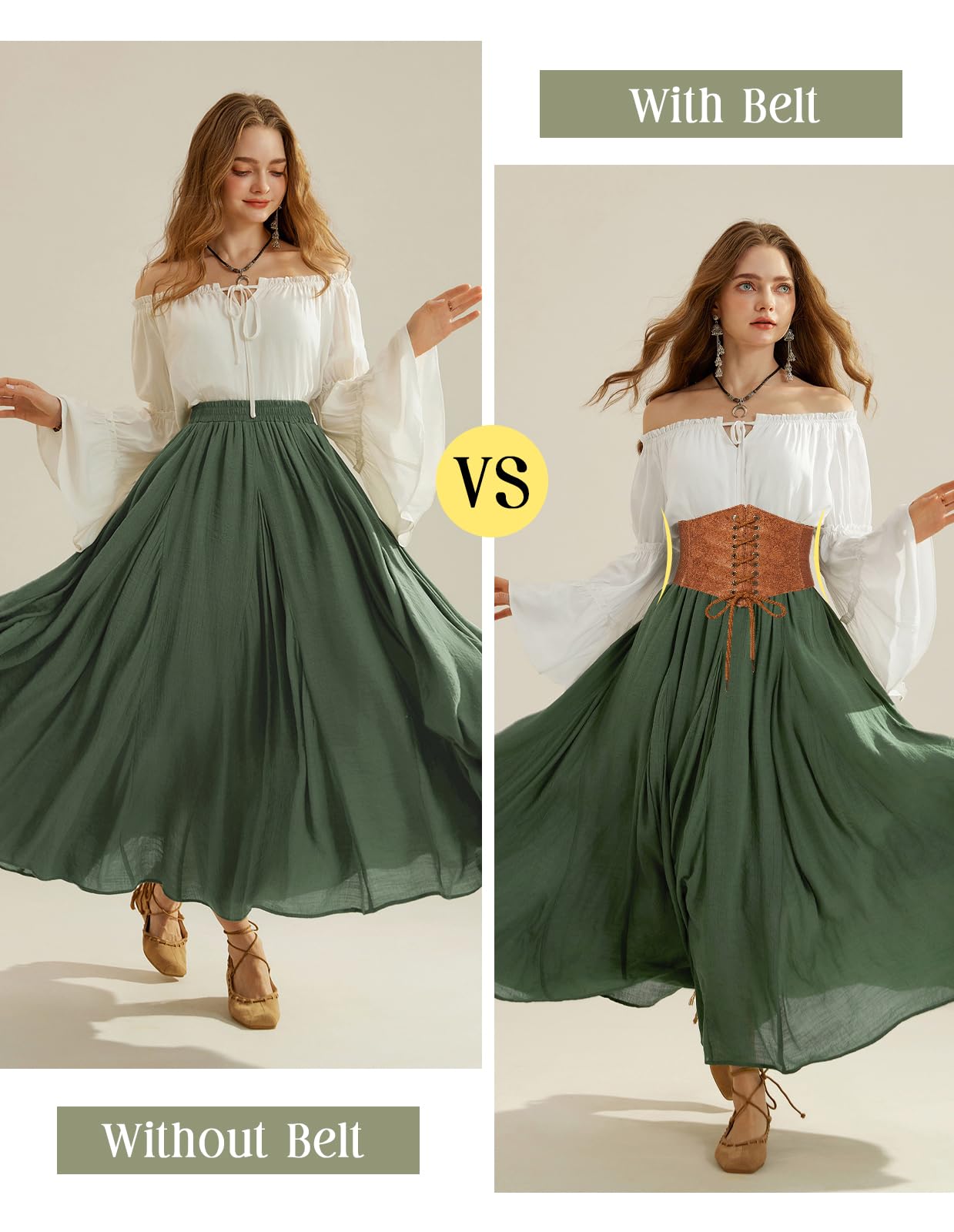 Scarlet Darkness Renaissance Corset Belt Lace-up Tied Waspie Wide Elastic Waist Belts for Women Brown M