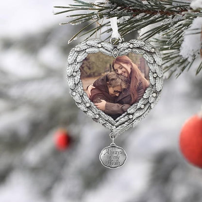 Laraine Christmas Tree Ornaments – Decorative Hanging 2024 Holiday Keepsake Gift Feather Pendant with 2.5” Photo Frame Insert for Picture of Pet (Always in My Heart)