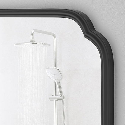 Matte Black Bathroom Vanity Mirror for Over Sink 30" x 40" Modern Rounded Corner Rectangle Wall Mirror Decorative with Non-Rusting Iron Metal Framed (Horizontal/Vertical)