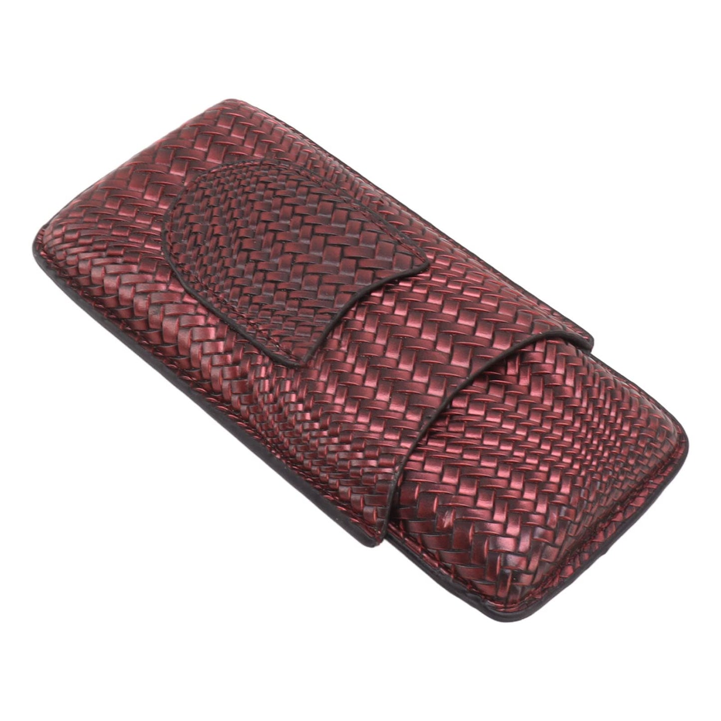 Travel Leather Cigar Case, 3 Finger Cigar Case Elegant Woven Pattern Gift Giving with Front Pocket for Office for Party()