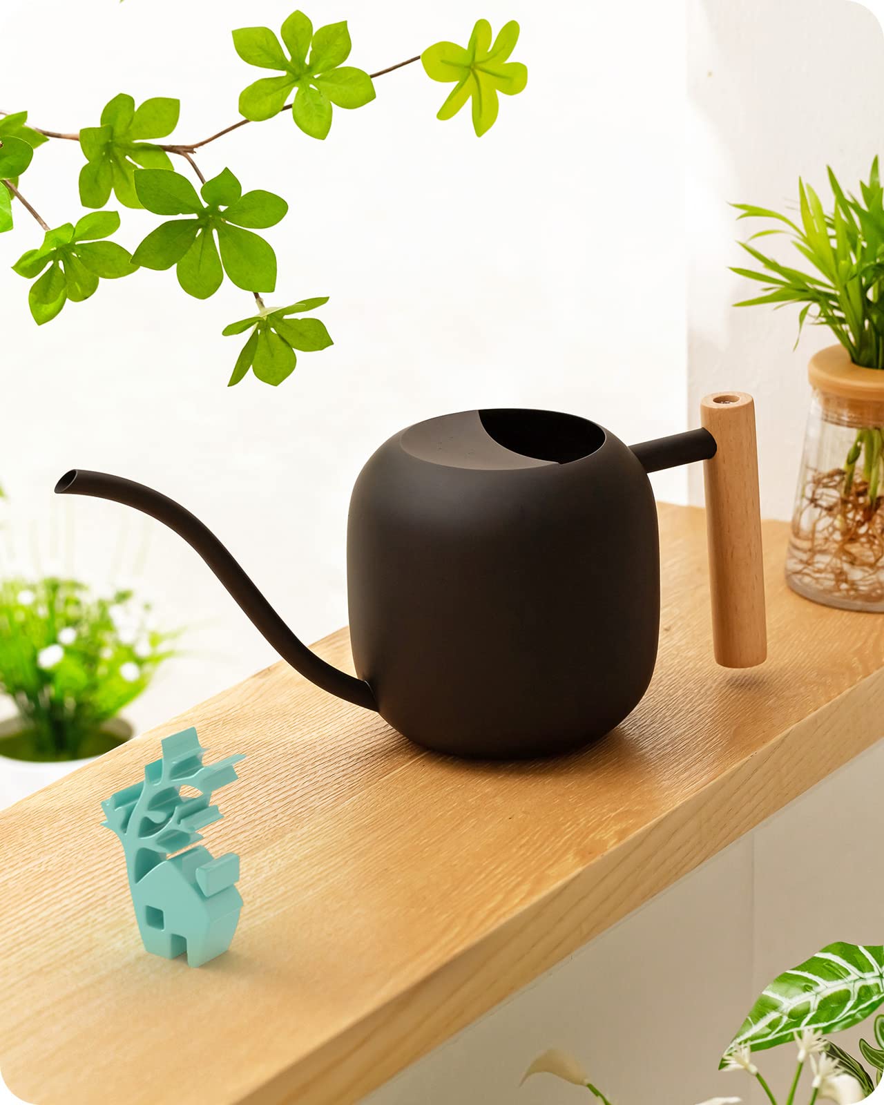 Baffect Cute Indoor/Outdoor Watering Can, 1.2L/41OZ Stainless Steel with Long Spout for House Plants, Bonsai, Flowers & Decor