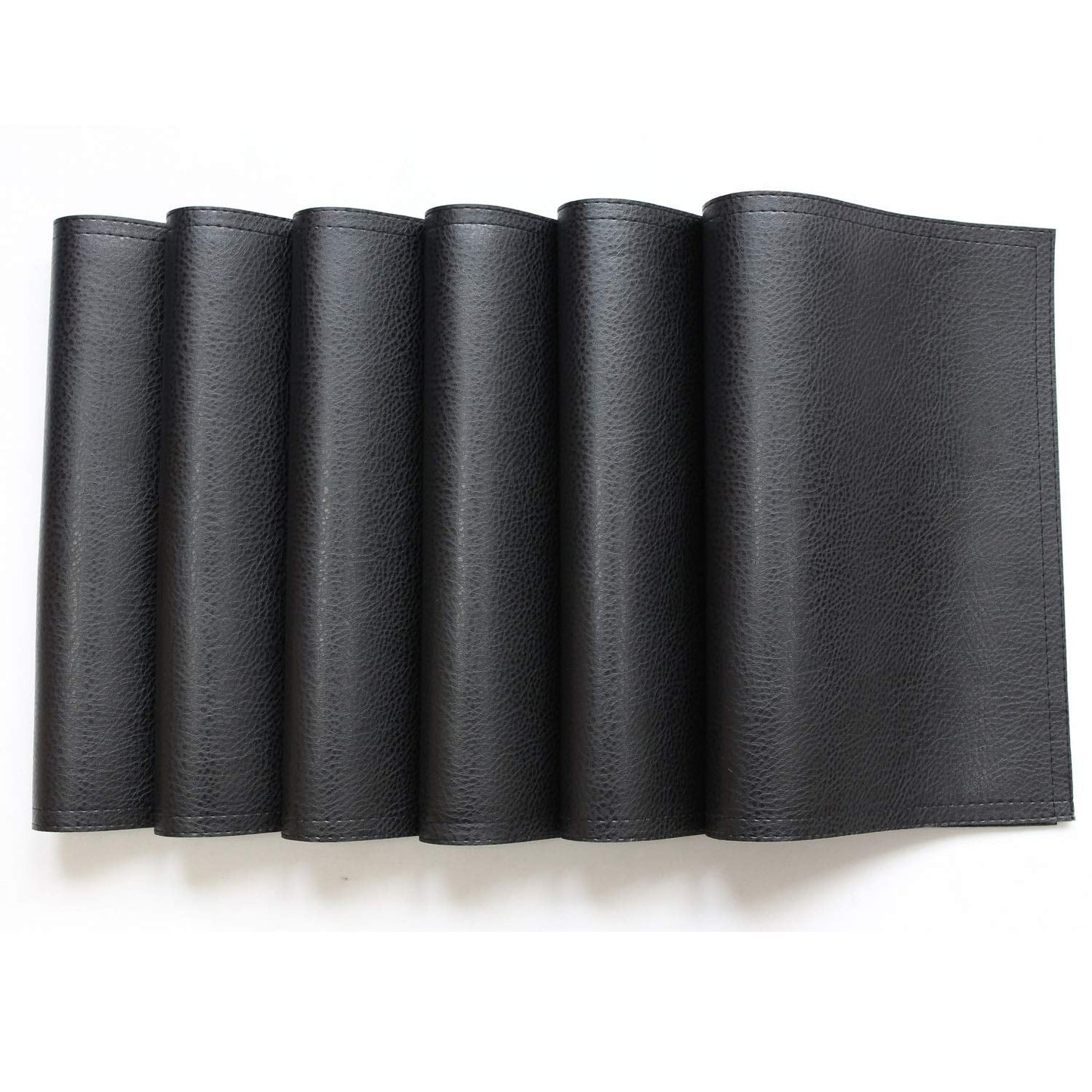 Wintop Group PU Leather Placemats, 13"X17.5", Set of 6, Black