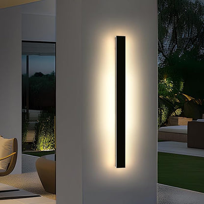 57inch Modern Outdoor Wall Sconce, LED Dimmable Wall Light 3000K-6000K with Remote Control, IP65 Waterproof, Exterior Linear Lighting Fixture for House, Patio, Garden, Yard