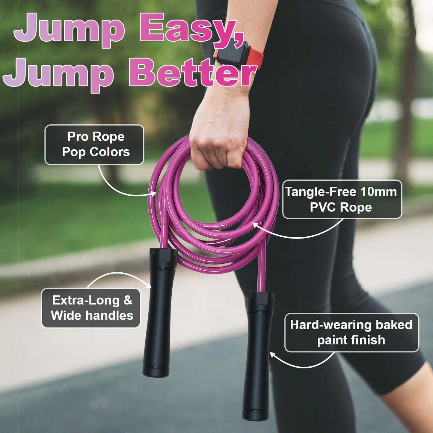 Weighted Jump Rope, 1LB Tangle-Free Ball Bearing Rapid Speed Skipping Rope for Men Women, Adjustable 9mm Cotton & PVC Rope with Alum Handle for Boxing MMA Weight-Loss Athletic Workout Fitness