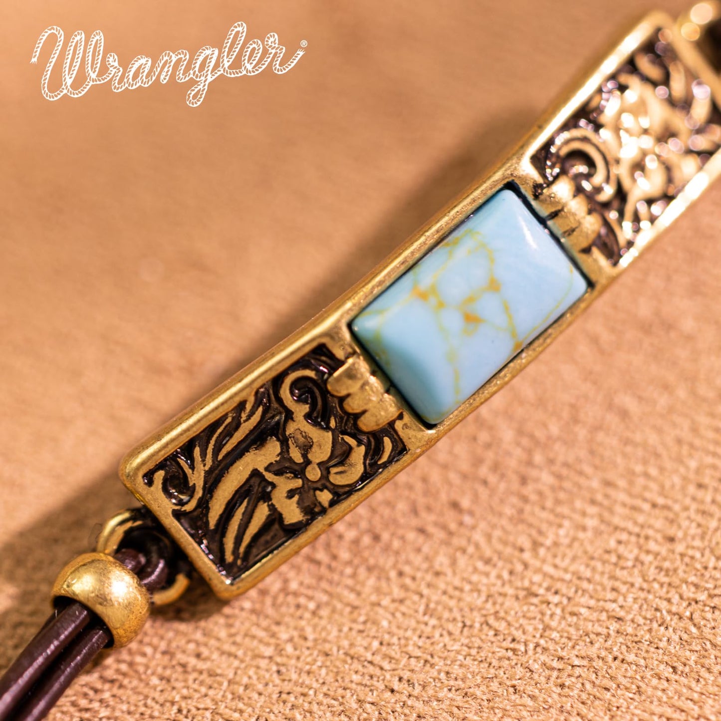 Montana West x Wrangler Faux Leather Wrap Bracelets for Women Western Country Bohemian Cowgirl Turquoise Dainty Jewelry AR-WGW-1119G-TQ