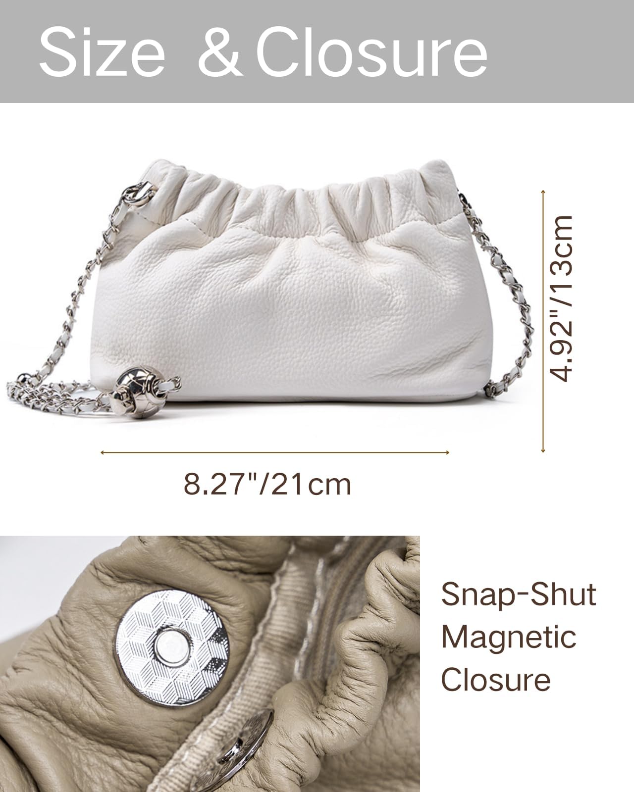 Premium Top-Grain Leather Crossbody Bag for Women Evening Purse, Trendy Dumpling Clutch & Hobo Cloud Shoulder Bag Trendy Dumpling Clutch