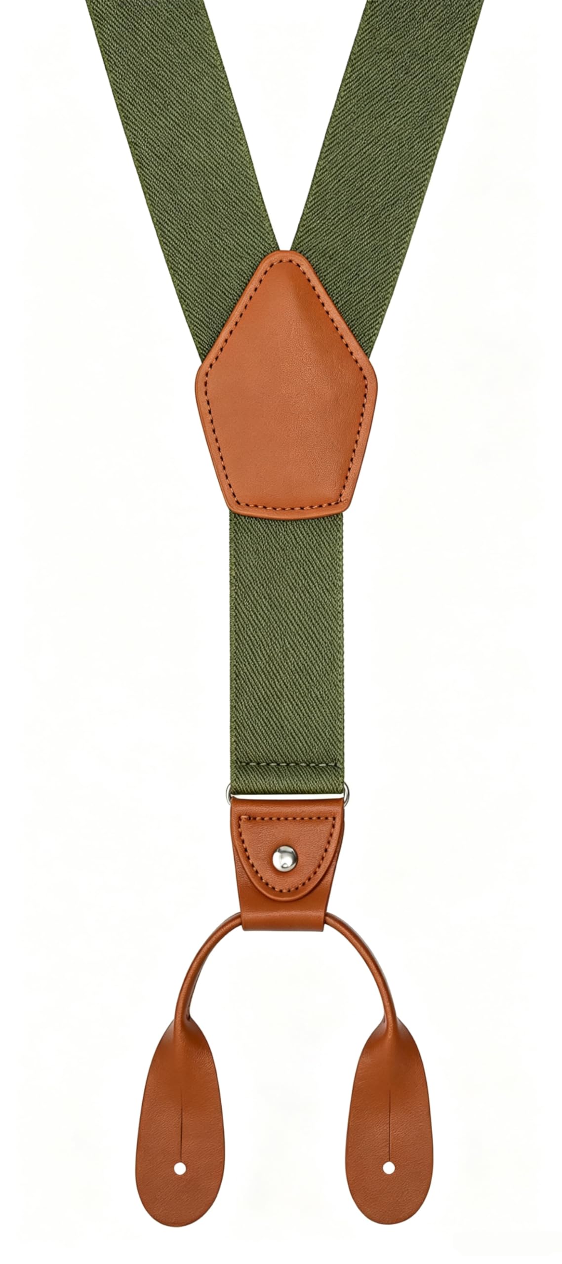 Mcvotcot Suspenders for Men Button End Adjustable Y-Back Elastic 47 Inches Army Green