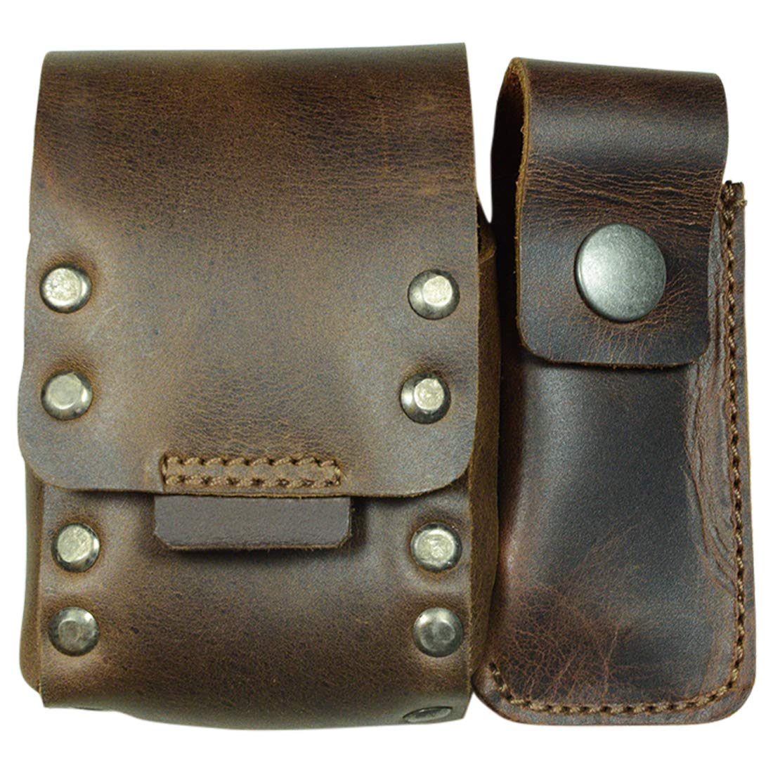 Hide & Drink, Riveted Cigarette and Lighter Holder, Belt Tobacco Case, Smoking Accessories, Full Grain Leather, Handmade, Bourbon Brown