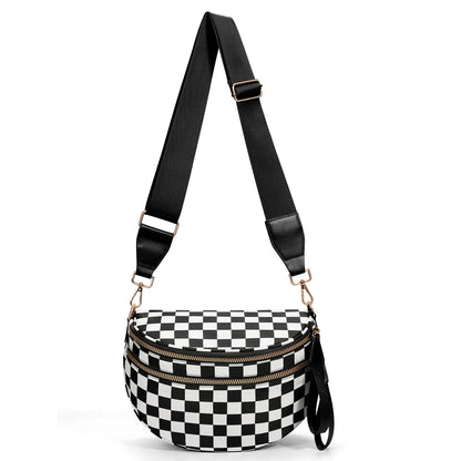 Checkered Crossbody Bum Bags for Women Nylon Checkered Purse Checkerboard Fanny Pack