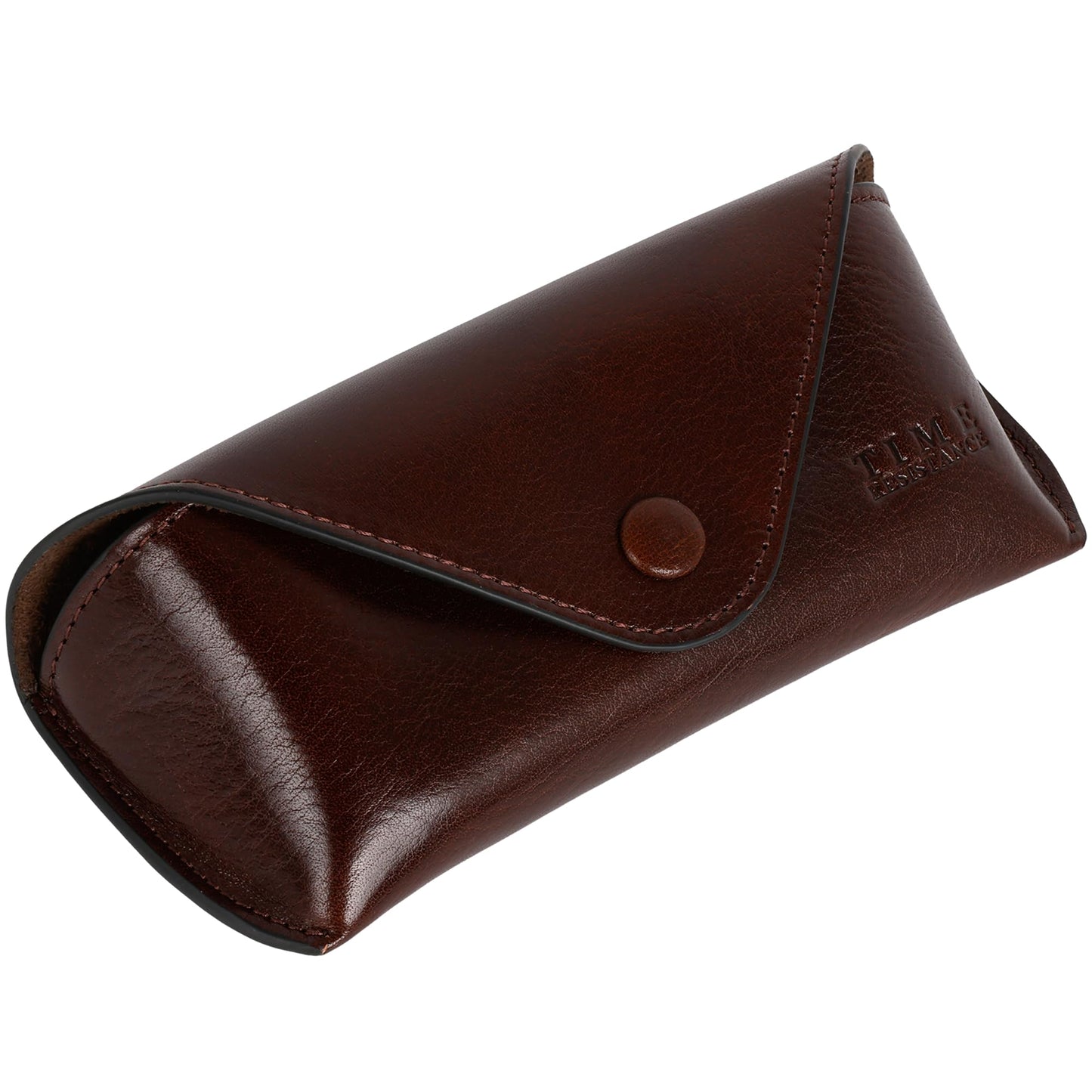 Time Resistance Leather Glasses Case - Hard Shell Leather Eyewear Holder – Sunglasses Case Handmade in Italy (Brown)
