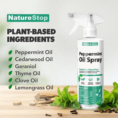 NatureStop Peppermint Oil Bug Spray – Helps Deter Bugs from Indoor & Outdoor Areas, 16 oz