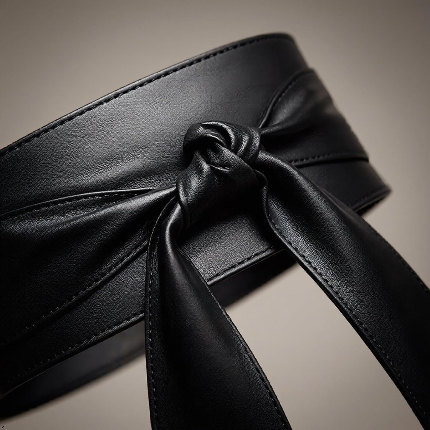 Clove Rise Women Wide Waist Belt | Soft PU Leather Obi Belt | Wrap Around Knotted Tie Belt for Dresses | Fashionable Long Sash with Bow | Plus Size Adjustable Waistband (black)