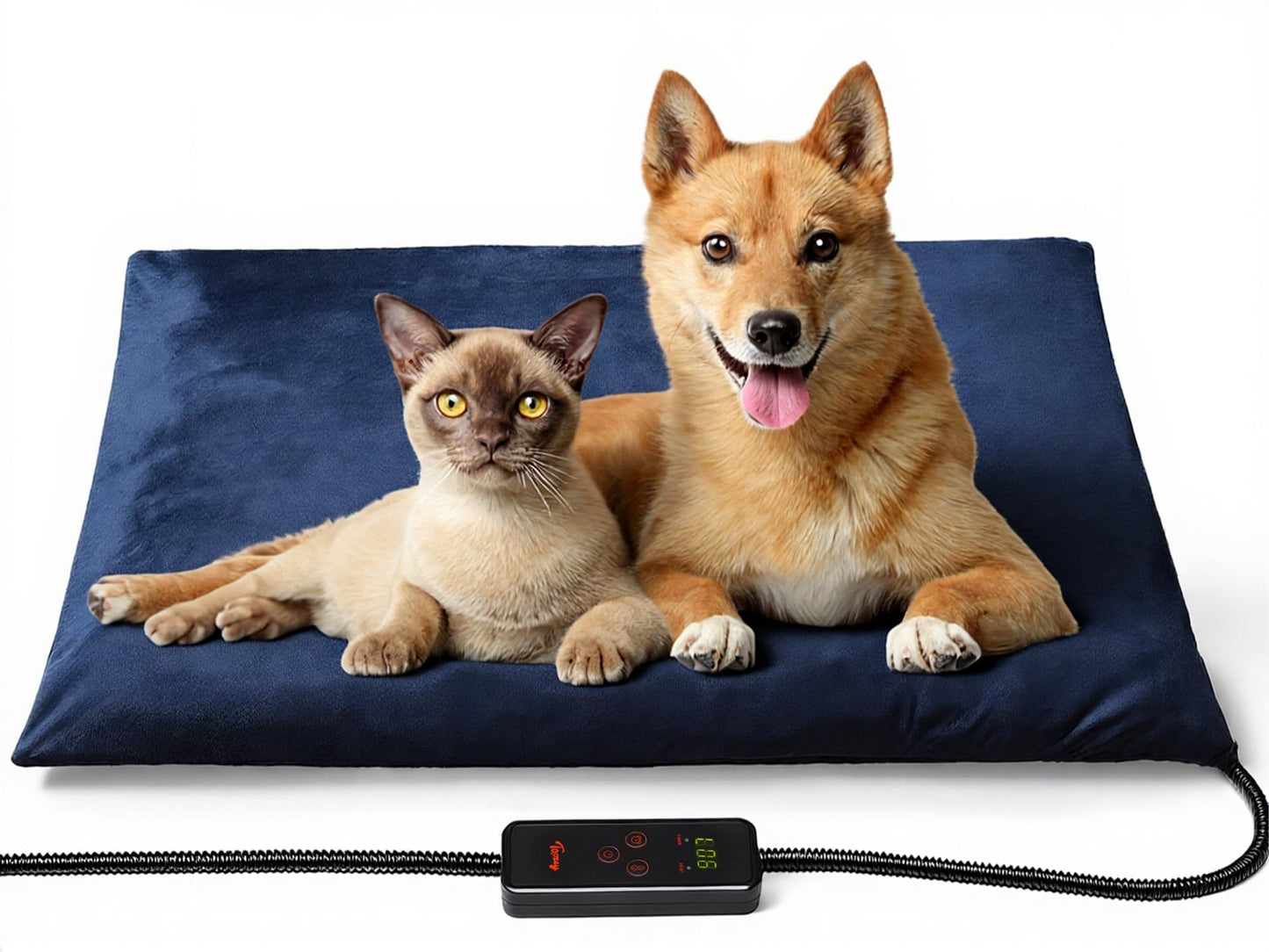 Toozey Small Pet Heating Pad, 6 Adjustable Temperature Dog Cat Heating Pad with Timer, Waterproof Heated Cat Bed with Chew Resistant Cord, Indoor Electric Pet Heated Mat 18x16in
