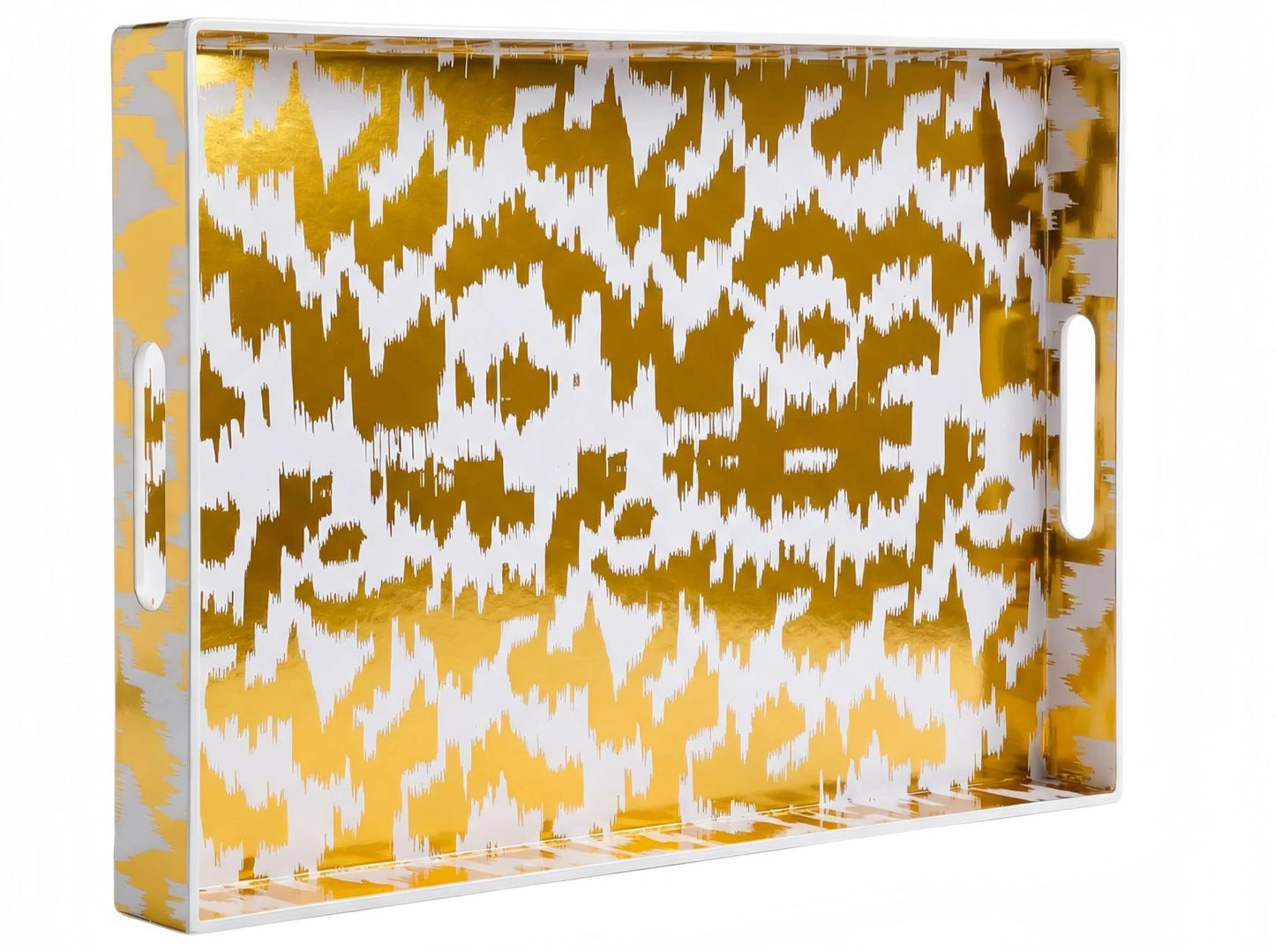 Zosenley Decorative Serving Tray with Handles - 16" x 12" Large Rectangle Coffee Table Decor - Modern Gold Aesthetic Vanity Tray for Ottoman, Bedroom & Bathroom