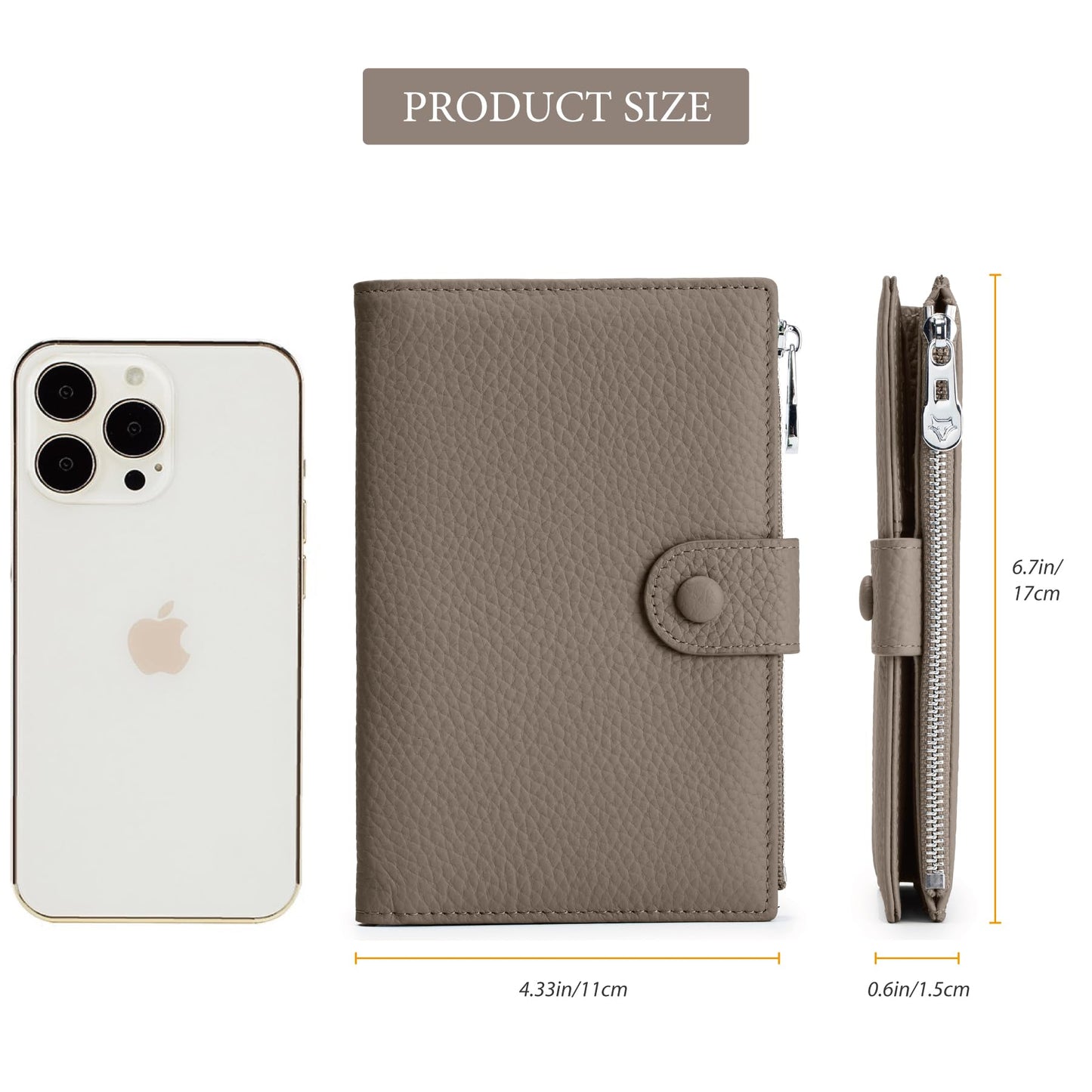 Leather Passport Holder for Travel Women, RFID Passport Wallets, Compact Travel Wallet with Zippered Coins Pocket and SIM Slots, Ladies Passport Cover