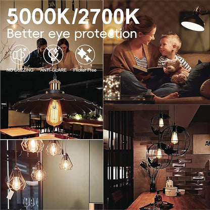 LED Light Bulbs Edison dimmable Bulbs Warm White 2700K Light Bulbs,E26 Base Energy Saving Equivalent 60W Incandescent watt,Antique Glass Style for Home, Bedroom. (2700k Warm White, 6-Pack)