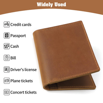 Jack&Chris Leather Passport Holder, Handmade Passport cover, Travel Wallet Cover Case for Men and Women, Leather Travel Documents Organizer Protector, JC107