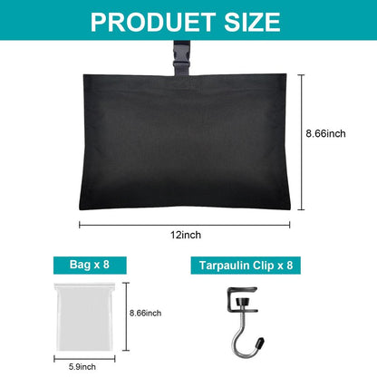 Boat Cover Sand Bags Weights, Weighted Bags Fit for Boat Mooring Covers Car RV Cover, 900D Marine Grade Sand Bags for Weight, Windproof Weighted Sandbags Tarp Weights & Tarp Clip Boating Accessories