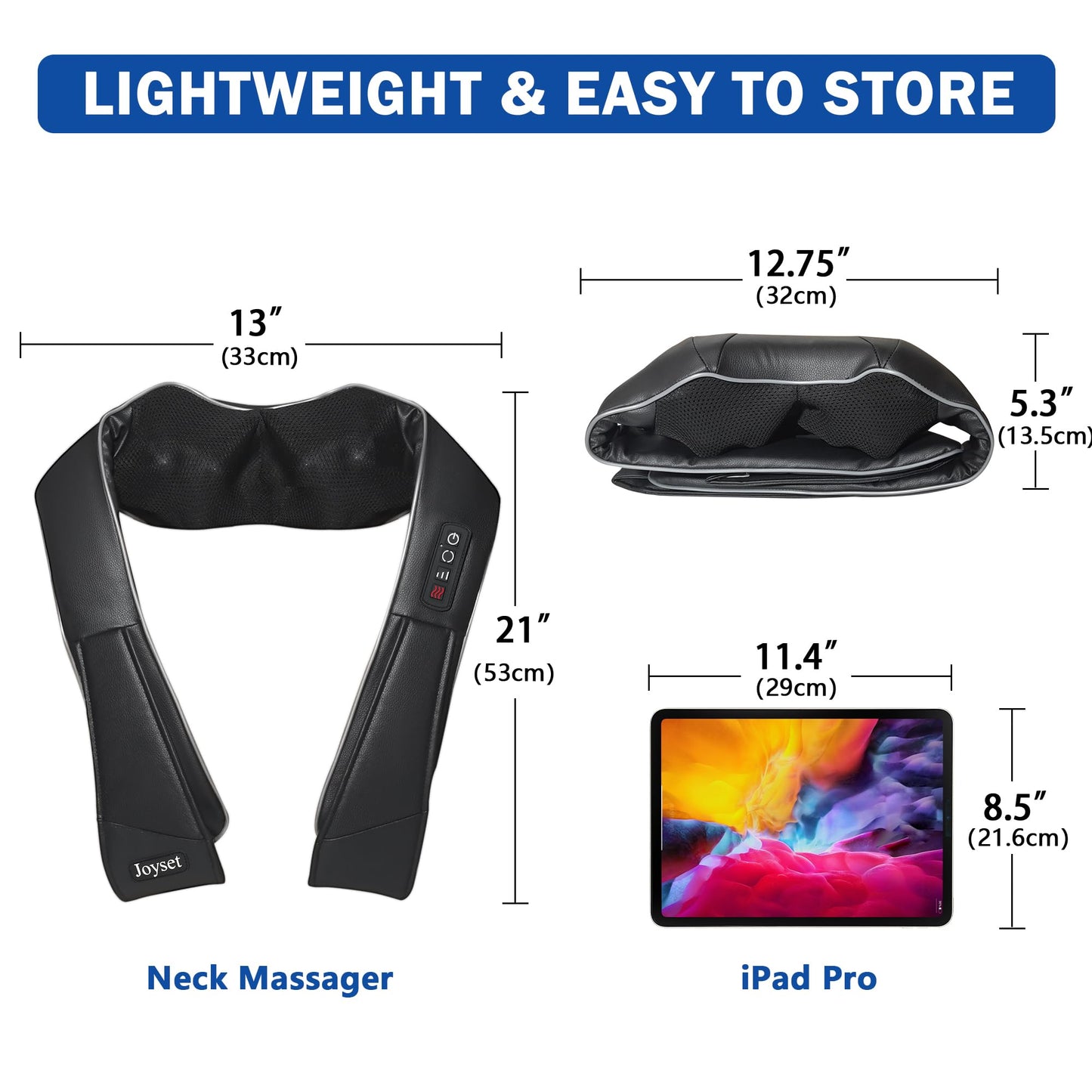 Joyset Shiatsu Neck and Back Massager with Heat,Electric Shoulder Massager for Pain Relief Deep Tissue,3D Kneading Massage with Cloth Cover Easy to Clean Best Gift for Men Women Parents