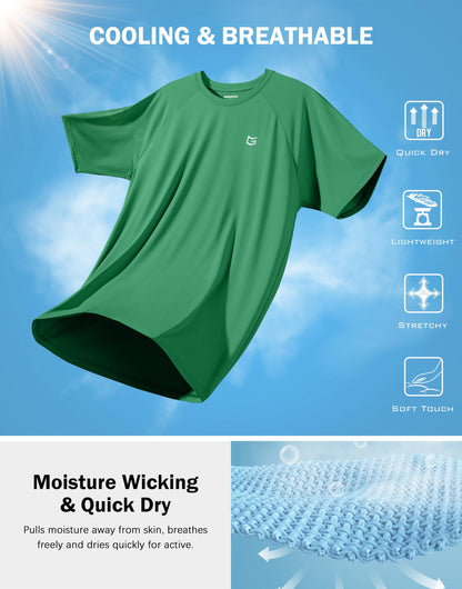 G Gradual Men's Athletic Workout T-Shirts Moisture Wicking Cooling Running Shirts Short Sleeve Performance Tee for Gym Tennis(Green,XXL)