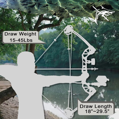 Lanneret Bowfishing Bow Kit with Arrow 15-45 LBS Shoot Right Handed Draw Length 18"~29.5" Fully Adjustable 2025 New Complete Compound Bow Fishing Kit