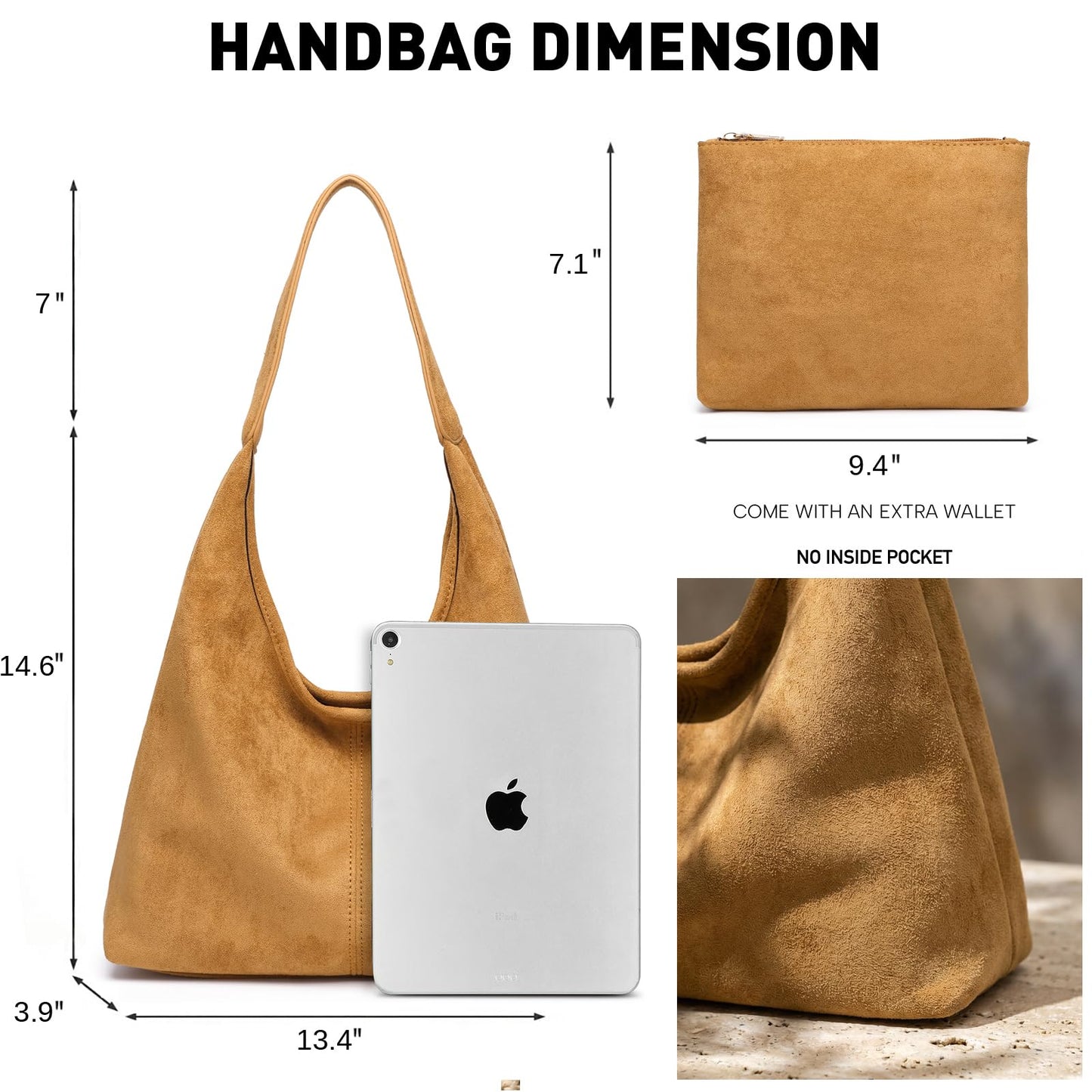 Casual Hobo Bag for Women Soft Shoulder Bags Slouchy Pu Leather Tote Purses for Work Travel