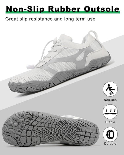 todaysunny Barefoot Shoes Mens Womens Minimalist Cross Training Shoes with Wide Toe Box Athletic Zero Drop Trail Walking Hiking Running Sneakers White
