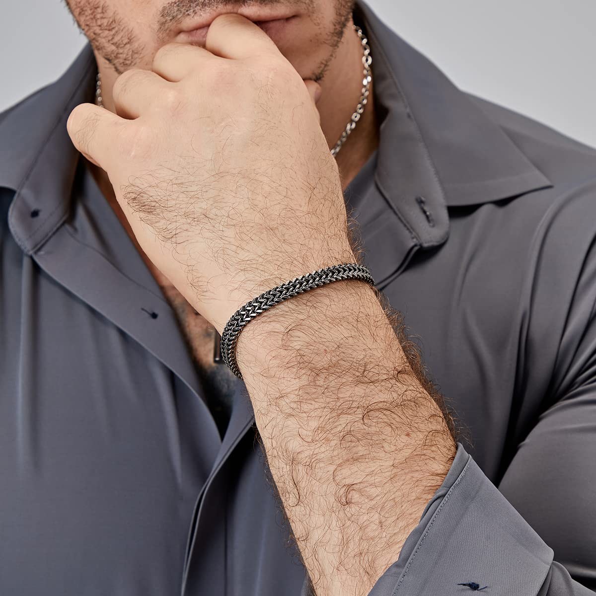LUCKY2+7 Bracelets for Men-Stainless Steel Magnetic Clasp Franco Chain Mens Bracelet 1
