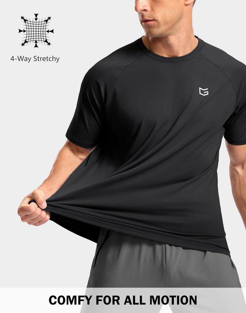 G Gradual Men's Athletic Workout T-Shirts Moisture Wicking Cooling Running Shirts Short Sleeve Performance Tee for Gym Tennis(Black,M)